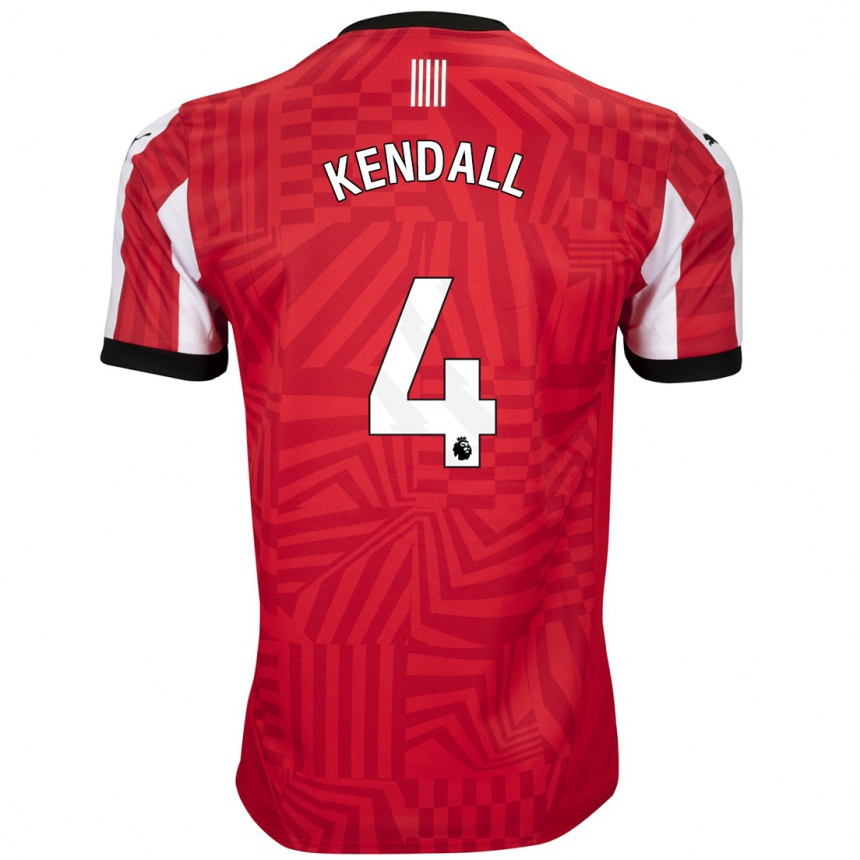 Niño Fútbol Camiseta Lucia Kendall #4 Rojo Blanco 1ª Equipación 2024/25 Perú