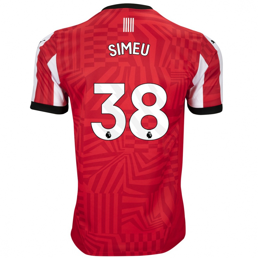 Niño Fútbol Camiseta Dynel Simeu #38 Rojo Blanco 1ª Equipación 2024/25 Perú