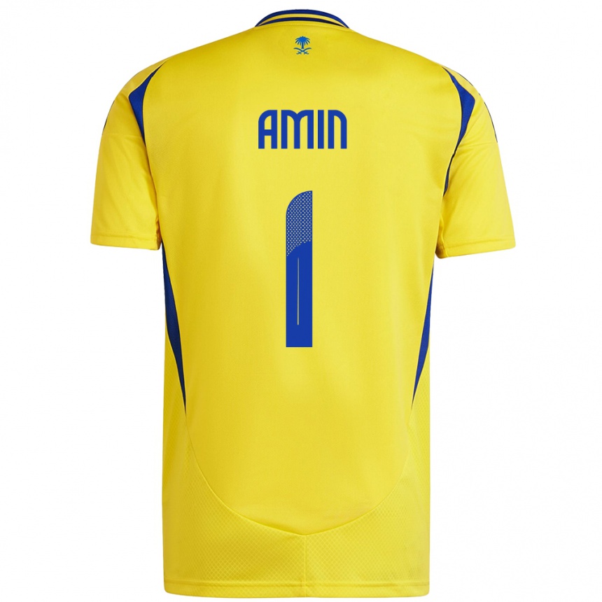 Niño Fútbol Camiseta Amin Al-Bukhari #1 Amarillo Azul 1ª Equipación 2024/25 Perú