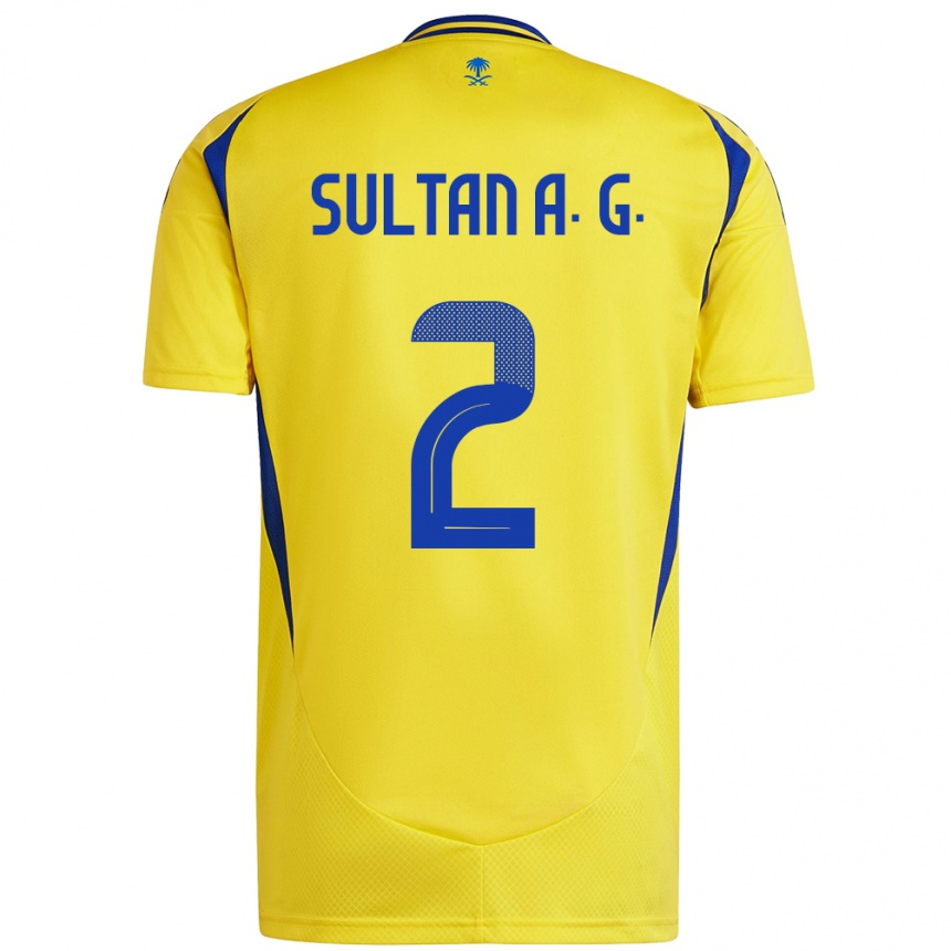 Niño Fútbol Camiseta Sultan Al-Ghannam #2 Amarillo Azul 1ª Equipación 2024/25 Perú