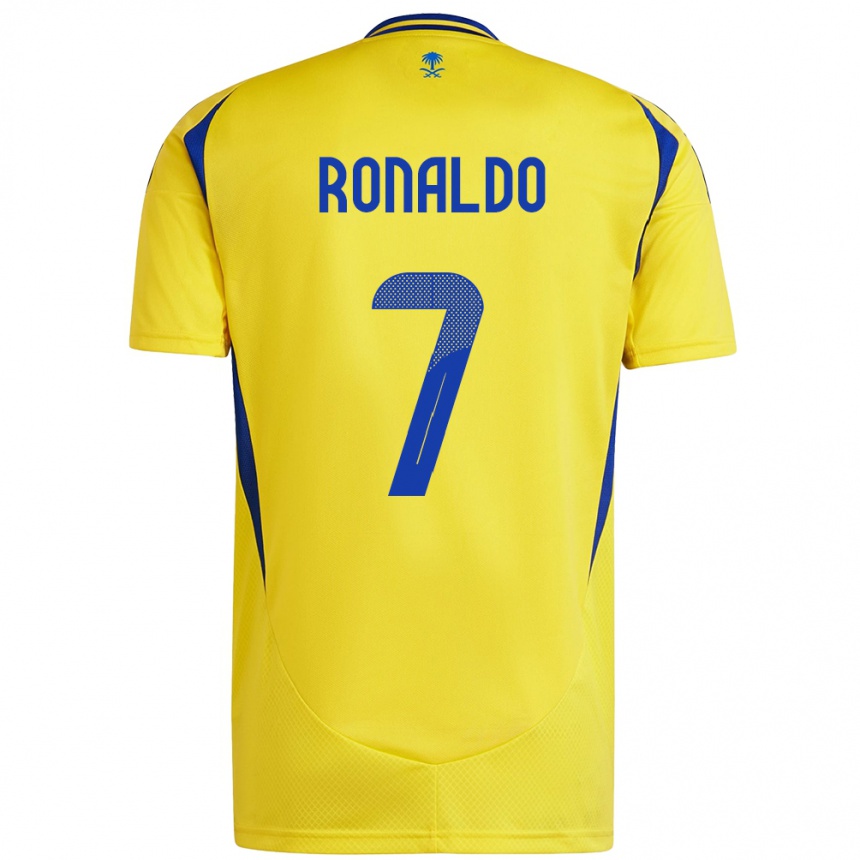 Niño Fútbol Camiseta Cristiano Ronaldo #7 Amarillo Azul 1ª Equipación 2024/25 Perú