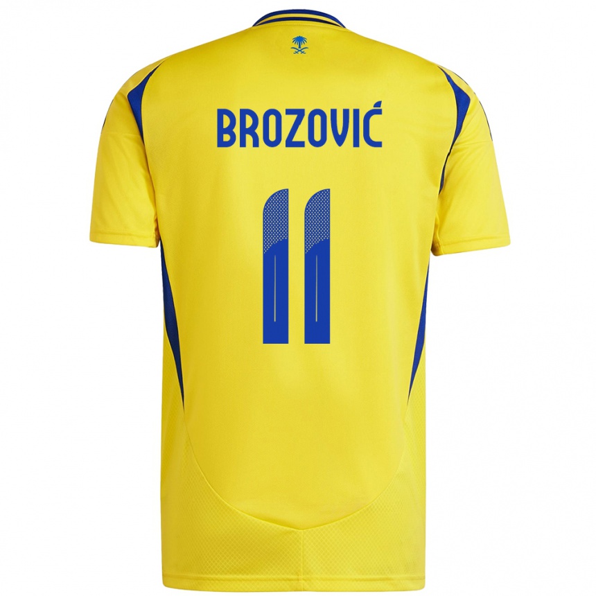 Niño Fútbol Camiseta Marcelo Brozovic #11 Amarillo Azul 1ª Equipación 2024/25 Perú