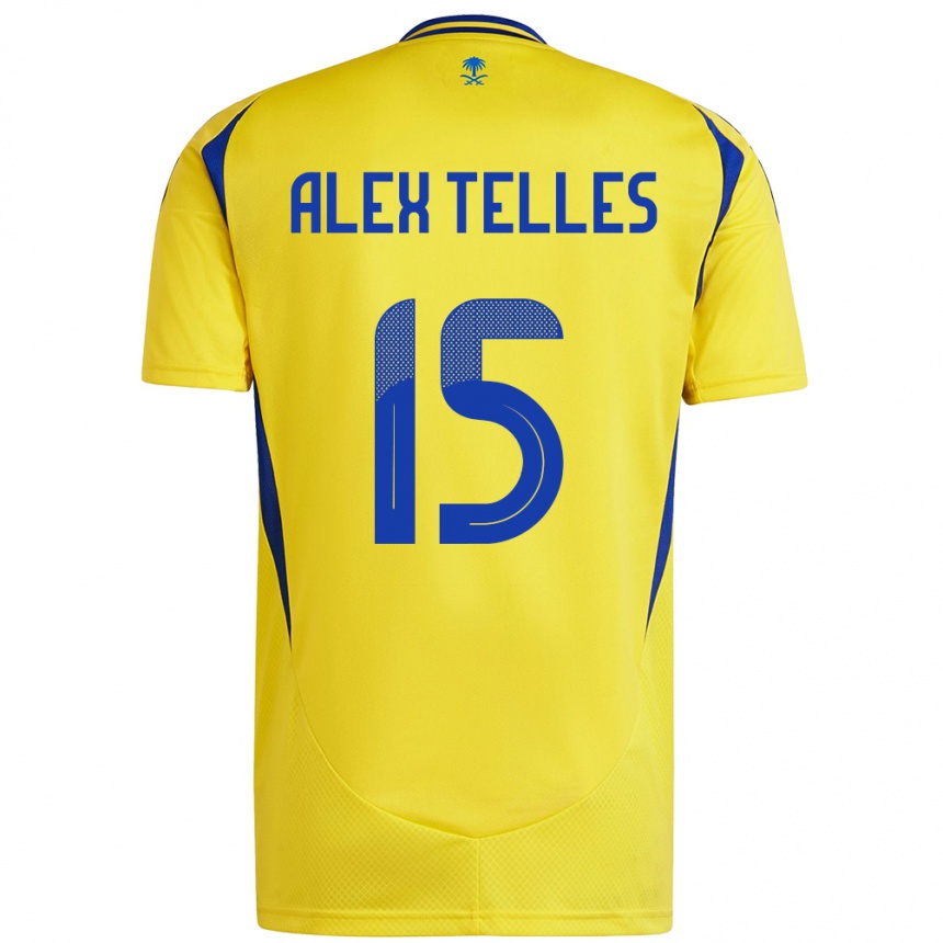 Niño Fútbol Camiseta Alex Telles #15 Amarillo Azul 1ª Equipación 2024/25 Perú