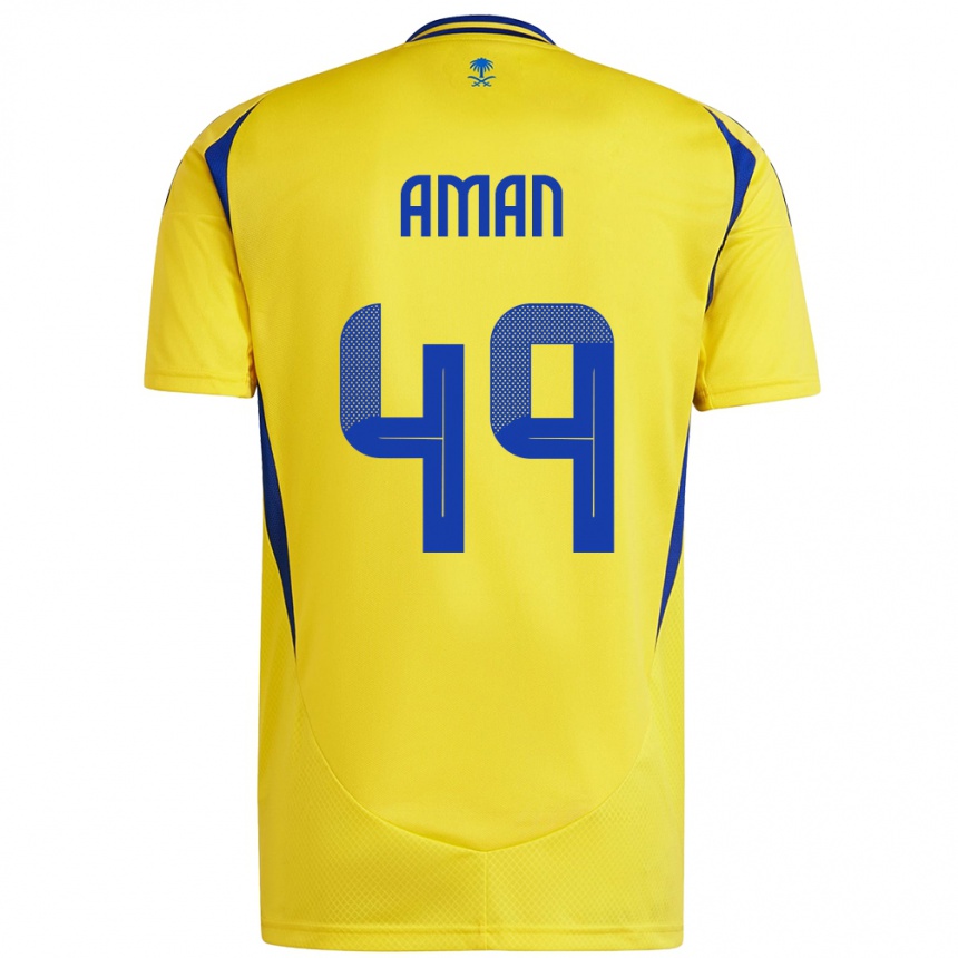 Niño Fútbol Camiseta Awad Aman #49 Amarillo Azul 1ª Equipación 2024/25 Perú