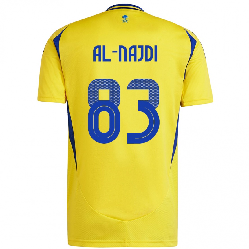 Niño Fútbol Camiseta Salem Al-Najdi #83 Amarillo Azul 1ª Equipación 2024/25 Perú