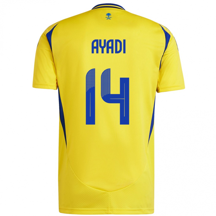 Niño Fútbol Camiseta Ghada Ayadi #14 Amarillo Azul 1ª Equipación 2024/25 Perú