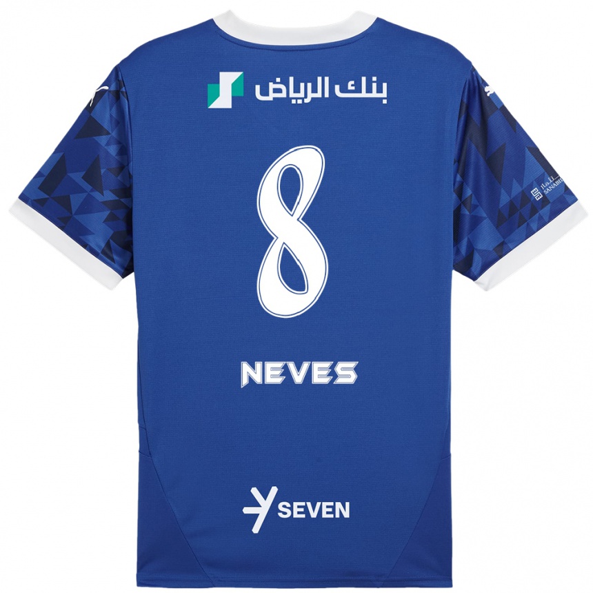 Niño Fútbol Camiseta Rúben Neves #8 Azul Oscuro Blanco 1ª Equipación 2024/25 Perú