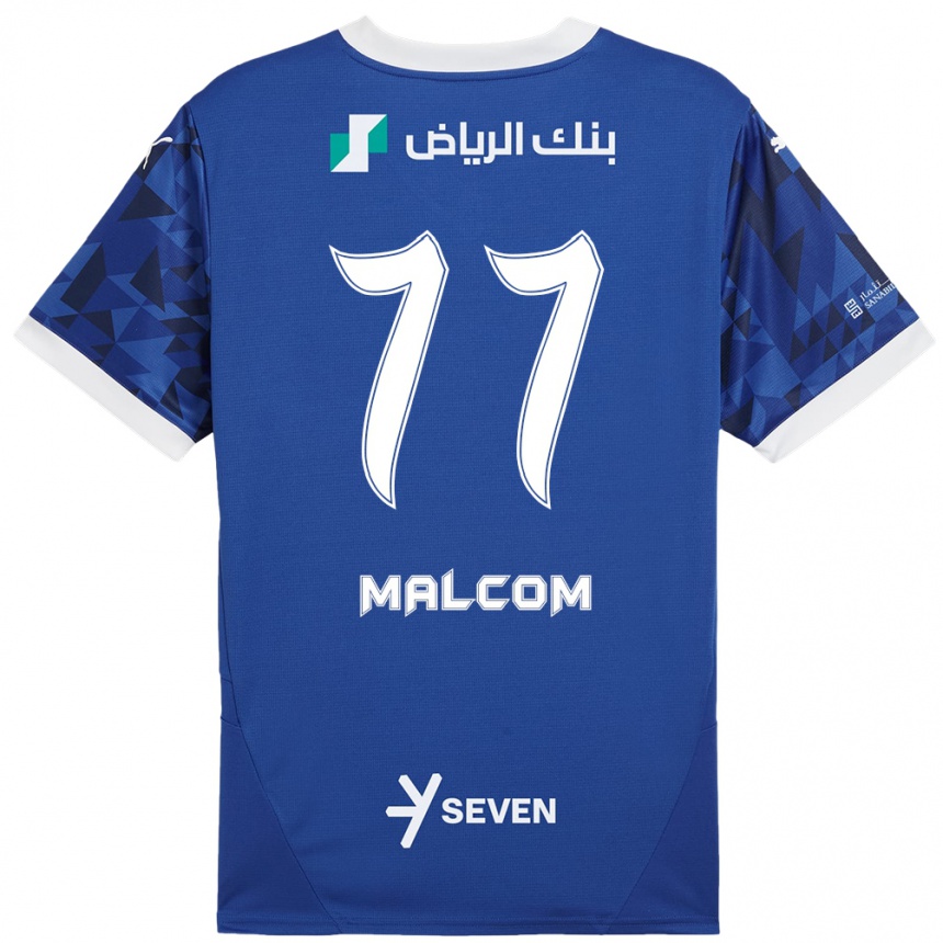 Niño Fútbol Camiseta Malcom #77 Azul Oscuro Blanco 1ª Equipación 2024/25 Perú