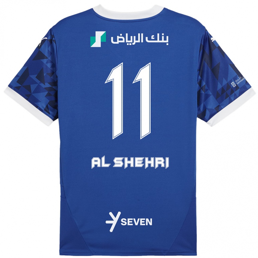 Niño Fútbol Camiseta Saleh Al-Shehri #11 Azul Oscuro Blanco 1ª Equipación 2024/25 Perú