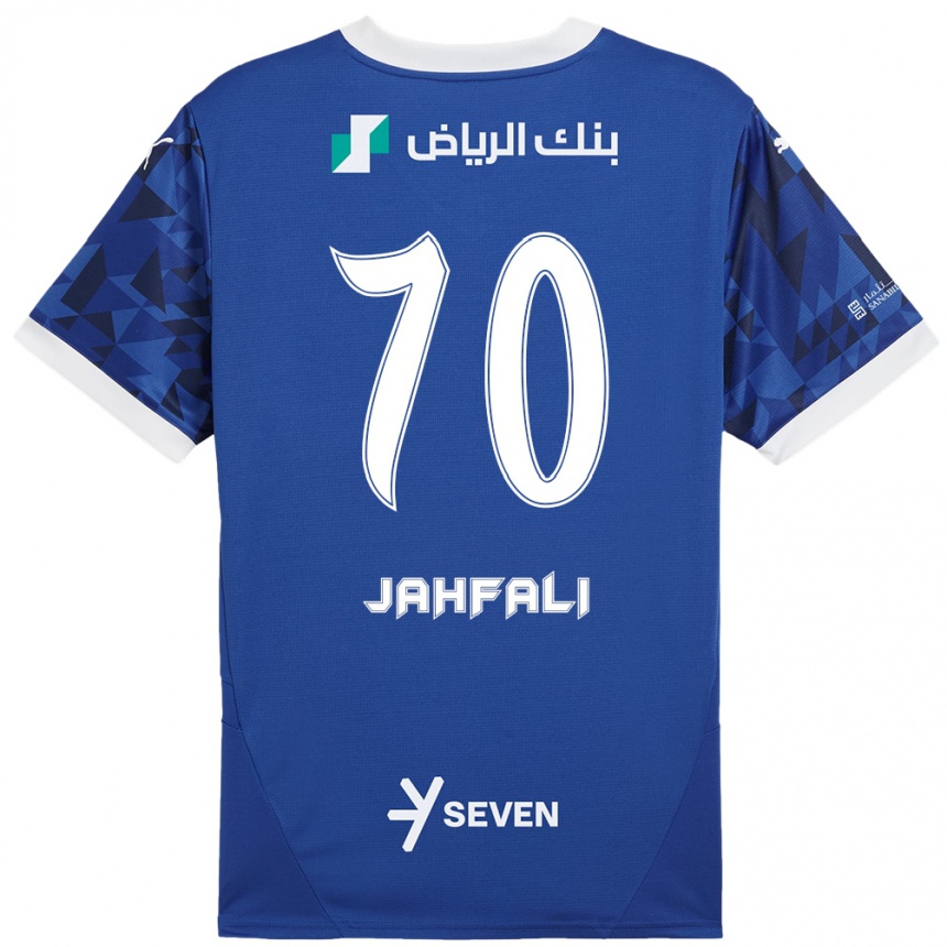 Niño Fútbol Camiseta Mohammed Jahfali #70 Azul Oscuro Blanco 1ª Equipación 2024/25 Perú