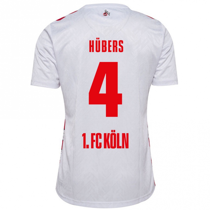 Niño Fútbol Camiseta Timo Hübers #4 Blanco Rojo 1ª Equipación 2024/25 Perú