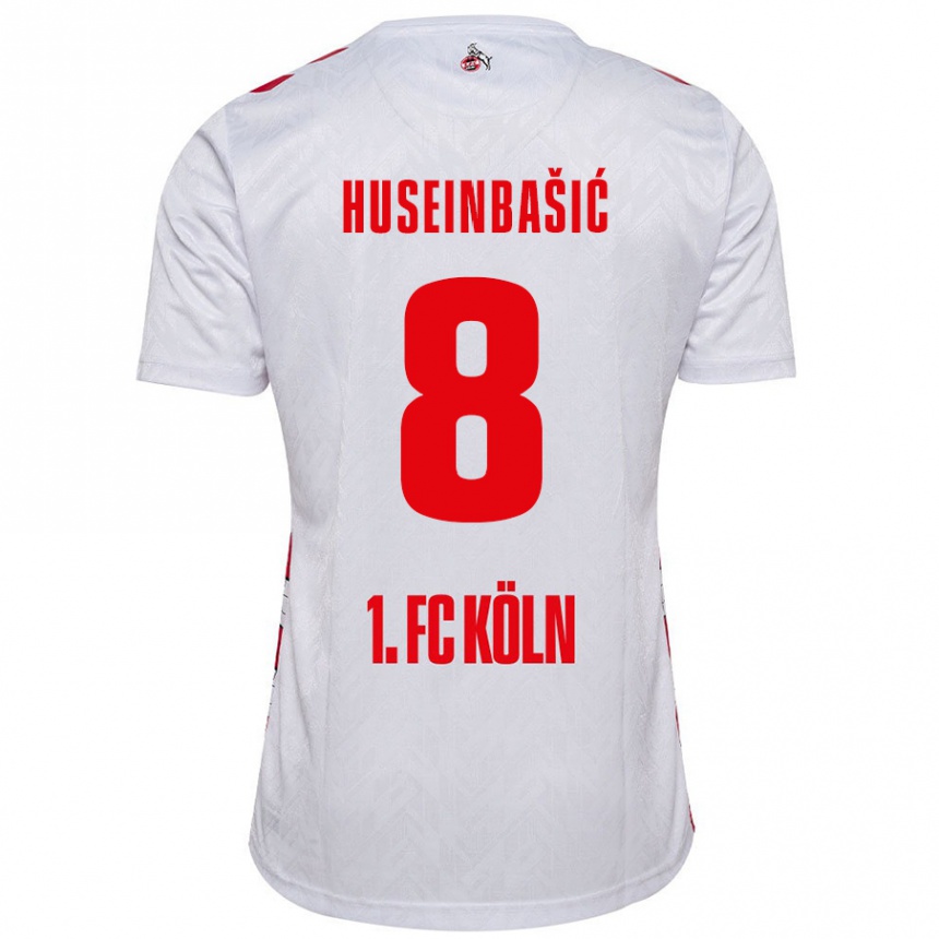 Niño Fútbol Camiseta Denis Huseinbasic #8 Blanco Rojo 1ª Equipación 2024/25 Perú