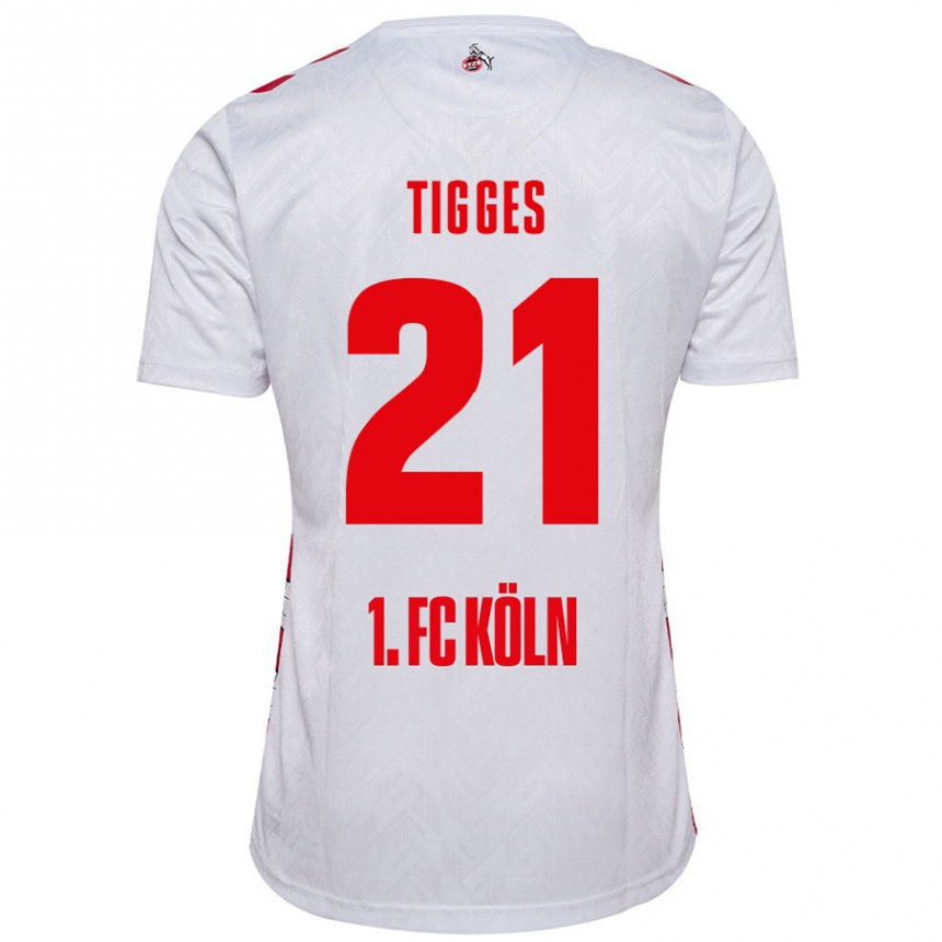 Niño Fútbol Camiseta Steffen Tigges #21 Blanco Rojo 1ª Equipación 2024/25 Perú