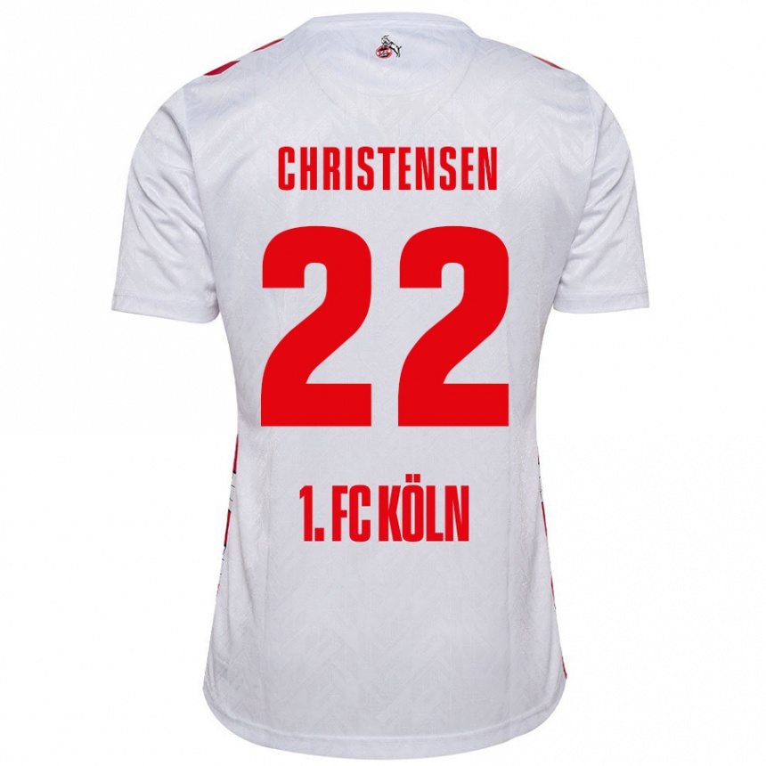 Niño Fútbol Camiseta Jacob Christensen #22 Blanco Rojo 1ª Equipación 2024/25 Perú