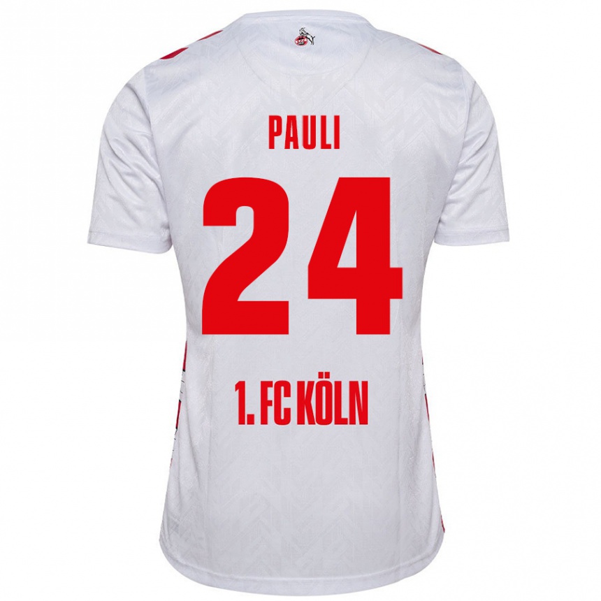 Niño Fútbol Camiseta Julian Pauli #24 Blanco Rojo 1ª Equipación 2024/25 Perú