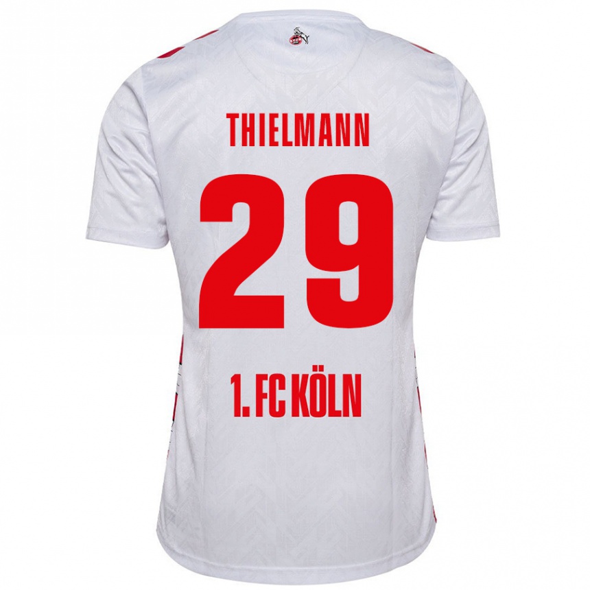 Niño Fútbol Camiseta Jan Thielmann #29 Blanco Rojo 1ª Equipación 2024/25 Perú