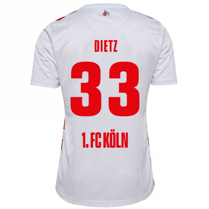 Niño Fútbol Camiseta Florian Dietz #33 Blanco Rojo 1ª Equipación 2024/25 Perú