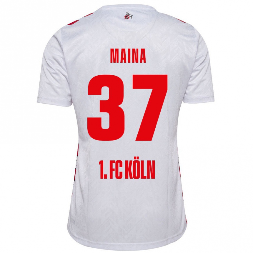 Niño Fútbol Camiseta Linton Maina #37 Blanco Rojo 1ª Equipación 2024/25 Perú