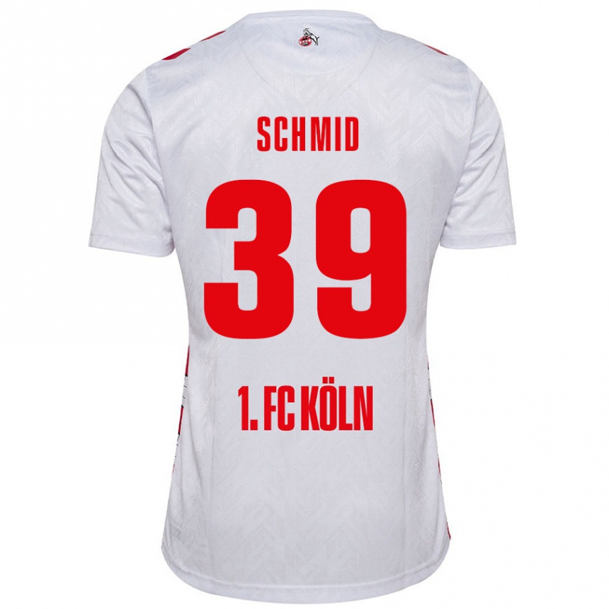 Niño Fútbol Camiseta Maximilian Schmid #39 Blanco Rojo 1ª Equipación 2024/25 Perú