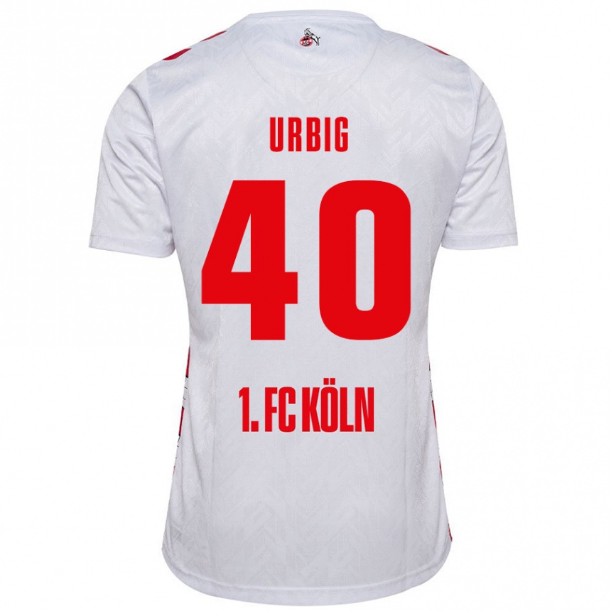 Niño Fútbol Camiseta Jonas Urbig #40 Blanco Rojo 1ª Equipación 2024/25 Perú