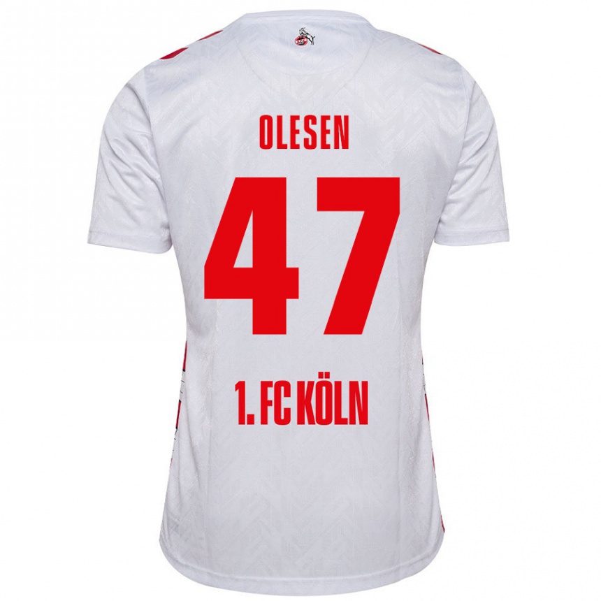 Niño Fútbol Camiseta Mathias Olesen #47 Blanco Rojo 1ª Equipación 2024/25 Perú