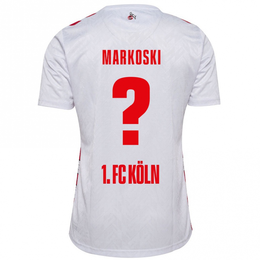 Niño Fútbol Camiseta Kristian Markoski #0 Blanco Rojo 1ª Equipación 2024/25 Perú