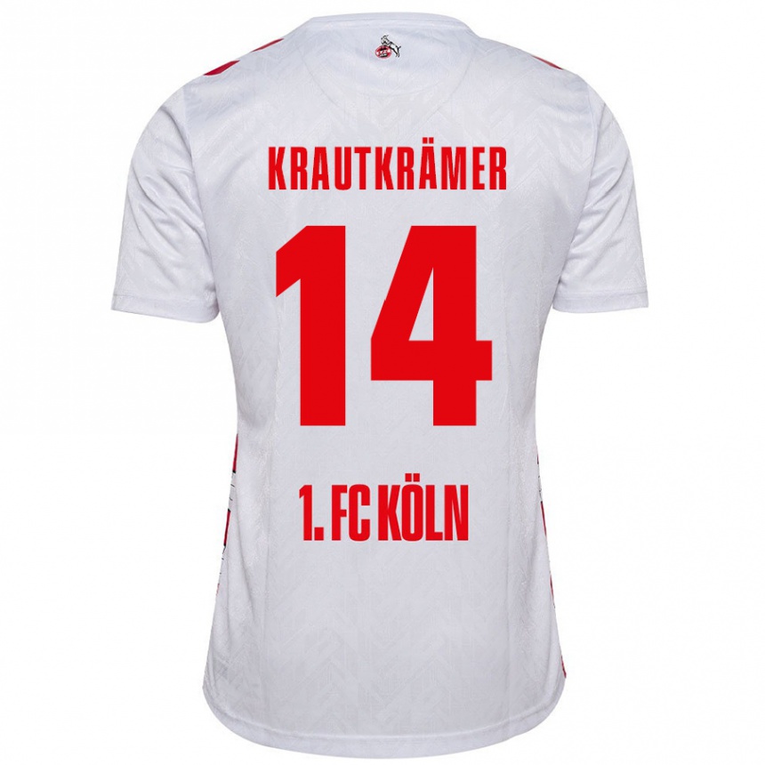 Niño Fútbol Camiseta Jakob Krautkrämer #14 Blanco Rojo 1ª Equipación 2024/25 Perú