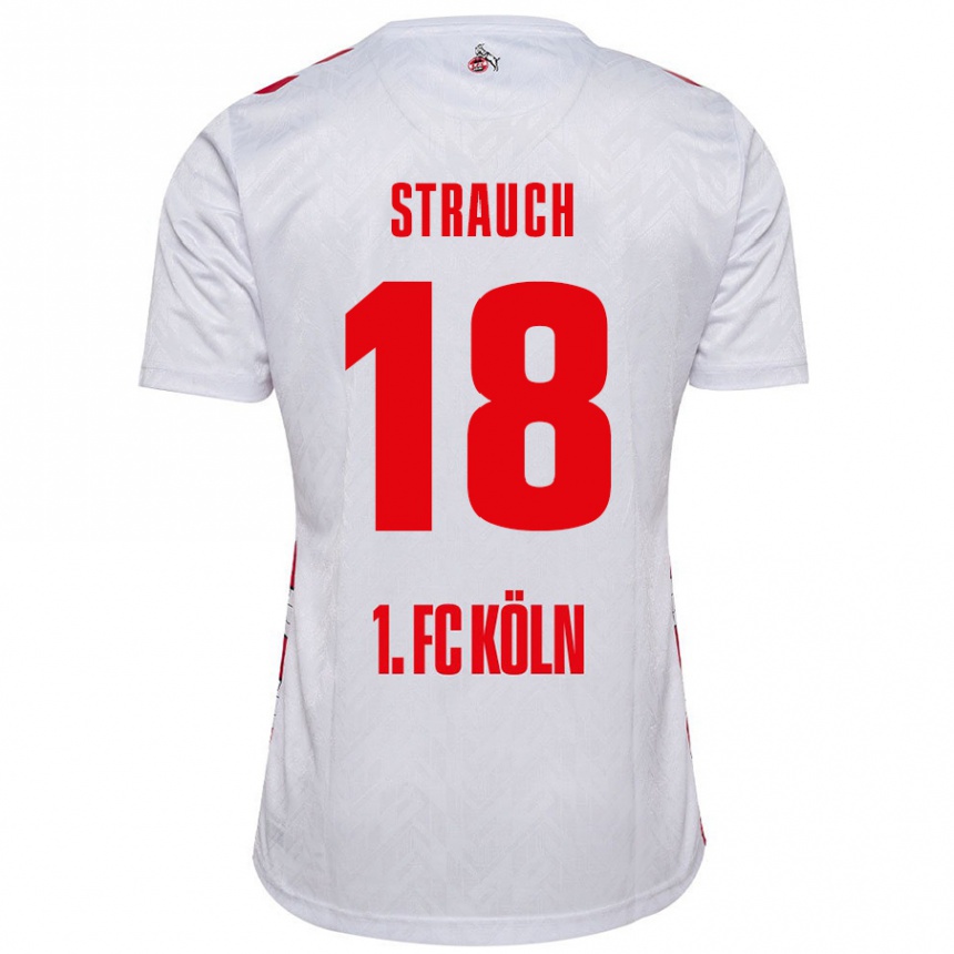 Niño Fútbol Camiseta Georg Strauch #18 Blanco Rojo 1ª Equipación 2024/25 Perú