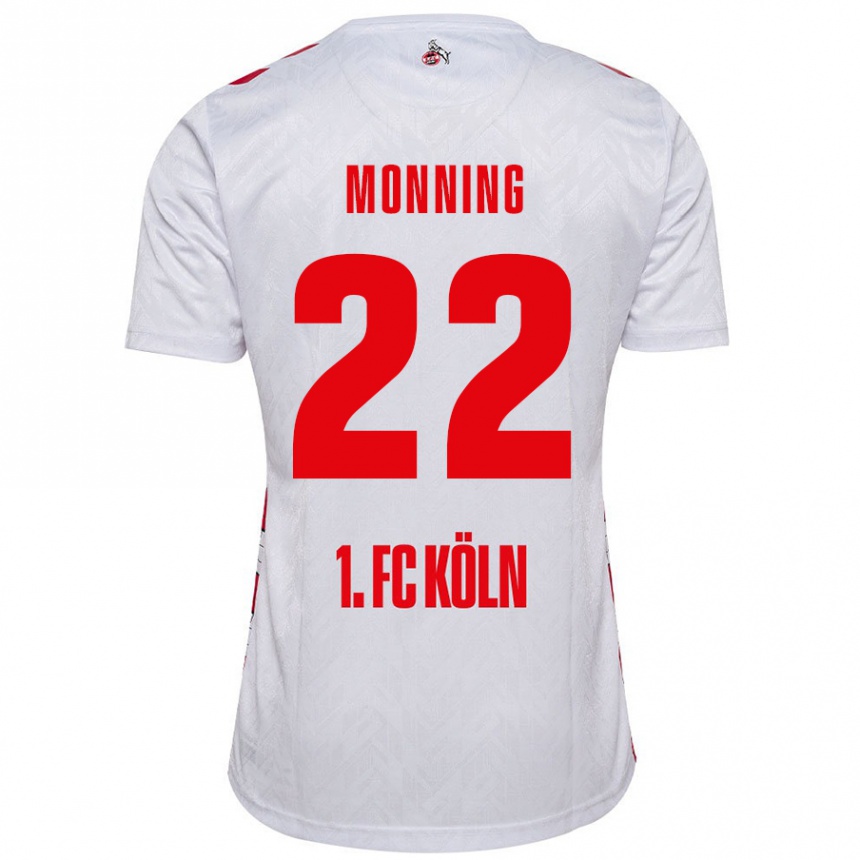 Niño Fútbol Camiseta Marlon Monning #22 Blanco Rojo 1ª Equipación 2024/25 Perú