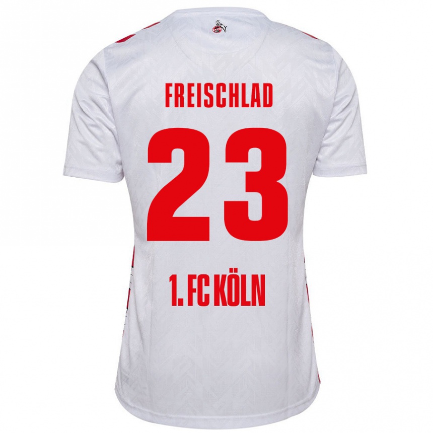 Niño Fútbol Camiseta Yannick Freischlad #23 Blanco Rojo 1ª Equipación 2024/25 Perú