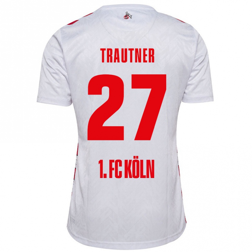 Niño Fútbol Camiseta Tobias Trautner #27 Blanco Rojo 1ª Equipación 2024/25 Perú