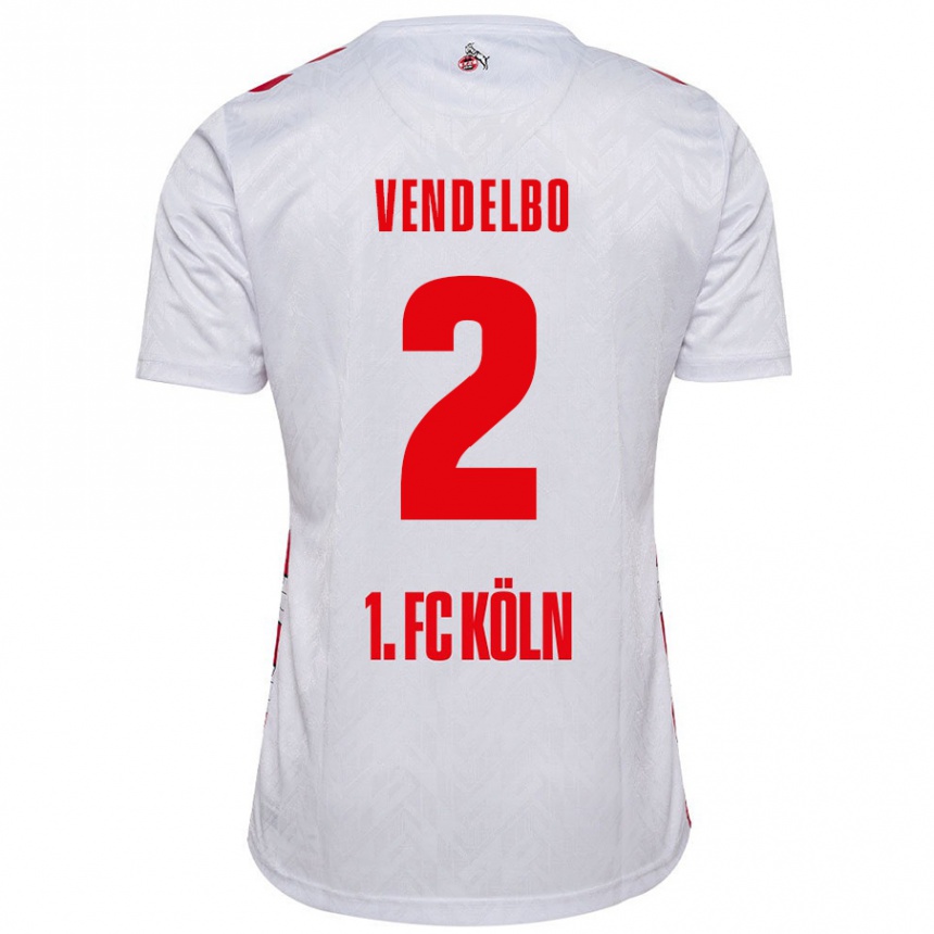 Niño Fútbol Camiseta Sofie Vendelbo #2 Blanco Rojo 1ª Equipación 2024/25 Perú