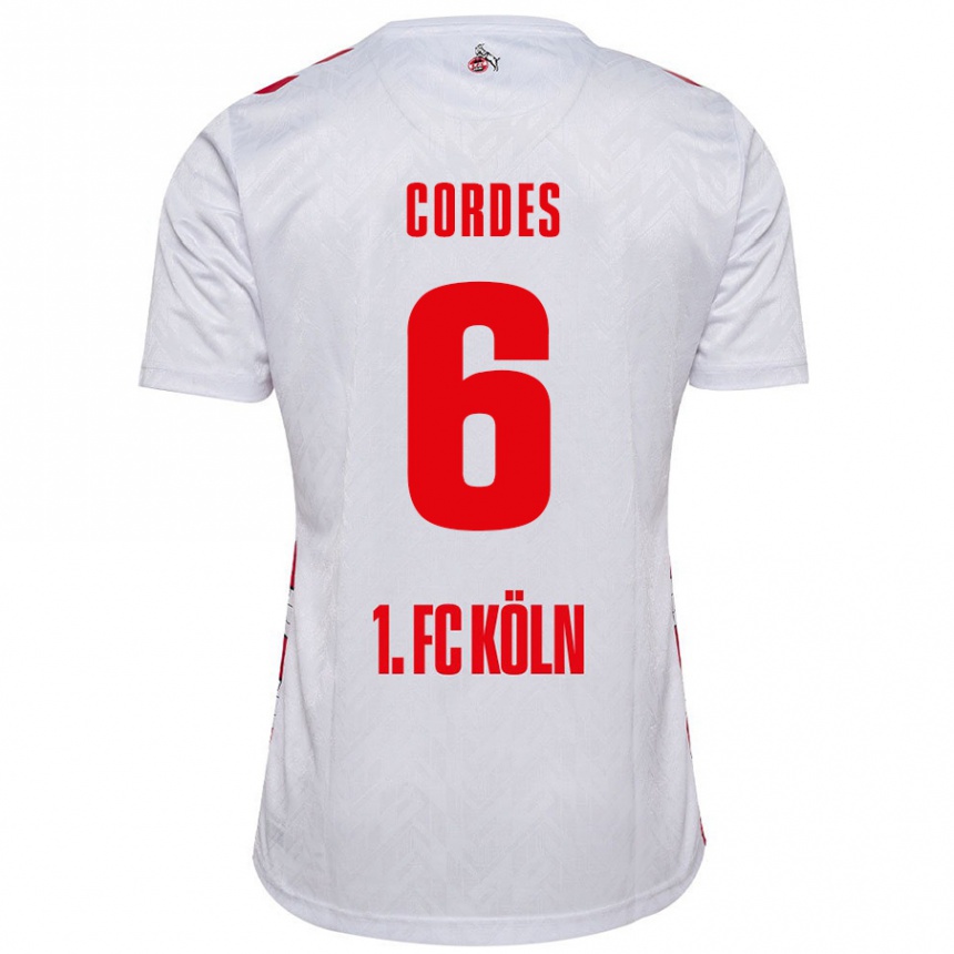 Niño Fútbol Camiseta Lotta Cordes #6 Blanco Rojo 1ª Equipación 2024/25 Perú