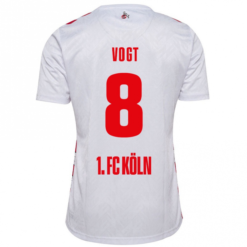 Niño Fútbol Camiseta Laura Vogt #8 Blanco Rojo 1ª Equipación 2024/25 Perú