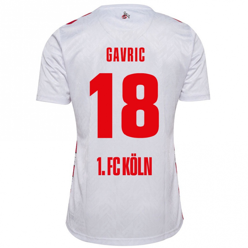 Niño Fútbol Camiseta Andrea Gavrić #18 Blanco Rojo 1ª Equipación 2024/25 Perú