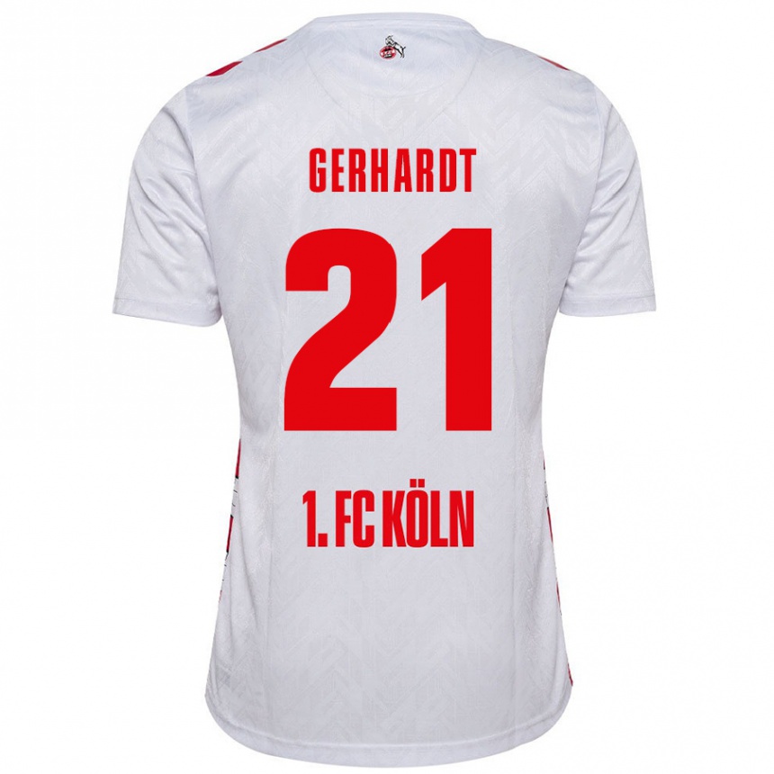 Niño Fútbol Camiseta Anna Gerhardt #21 Blanco Rojo 1ª Equipación 2024/25 Perú