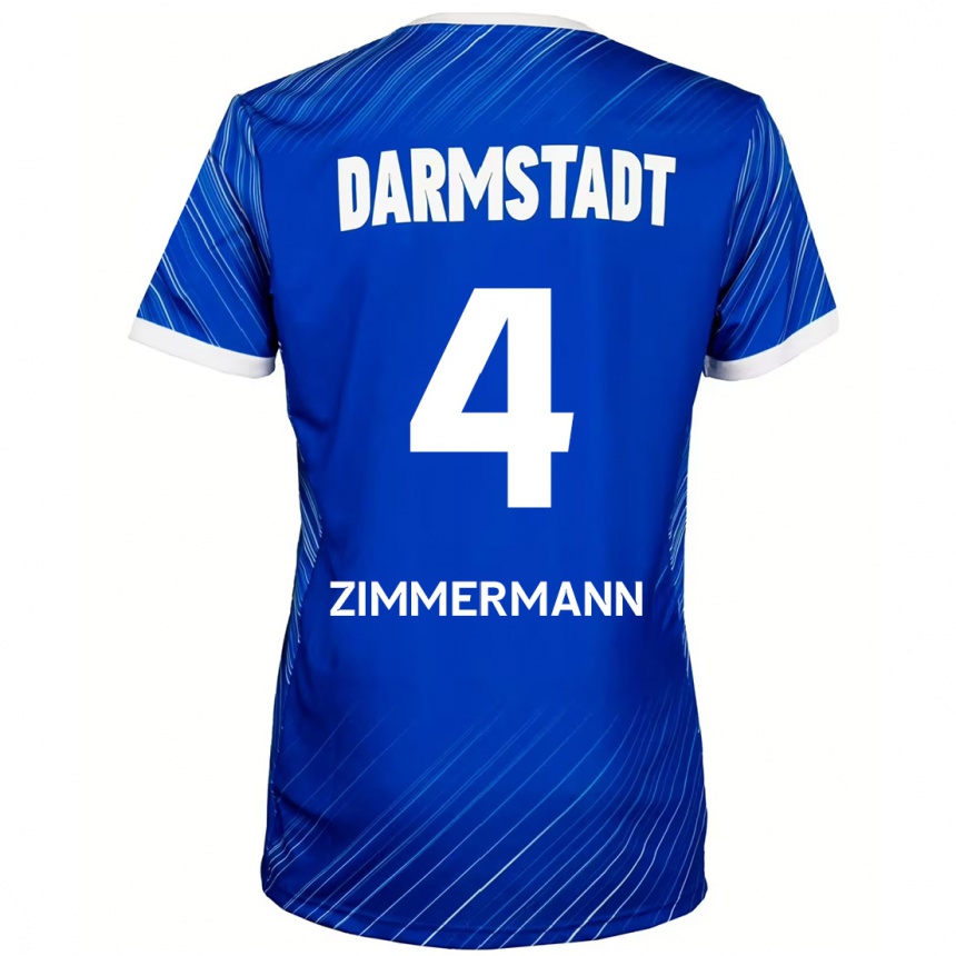 Niño Fútbol Camiseta Christoph Zimmermann #4 Azul Blanco 1ª Equipación 2024/25 Perú