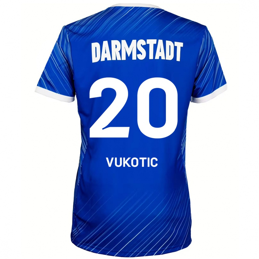 Niño Fútbol Camiseta Aleksandar Vukotic #20 Azul Blanco 1ª Equipación 2024/25 Perú