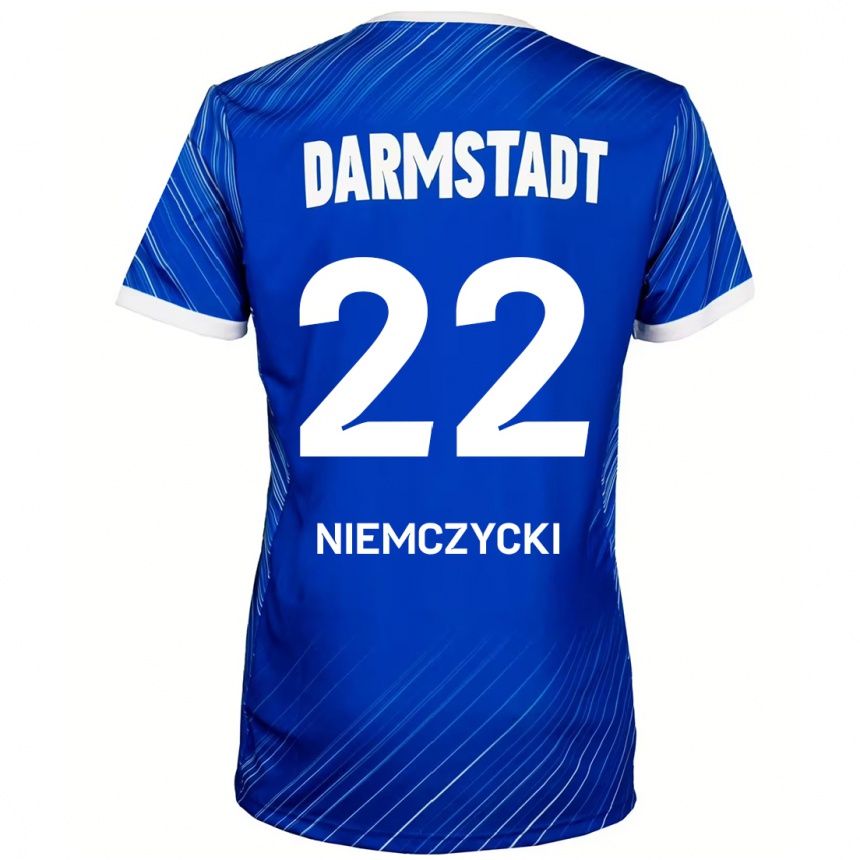 Niño Fútbol Camiseta Karol Niemczycki #22 Azul Blanco 1ª Equipación 2024/25 Perú