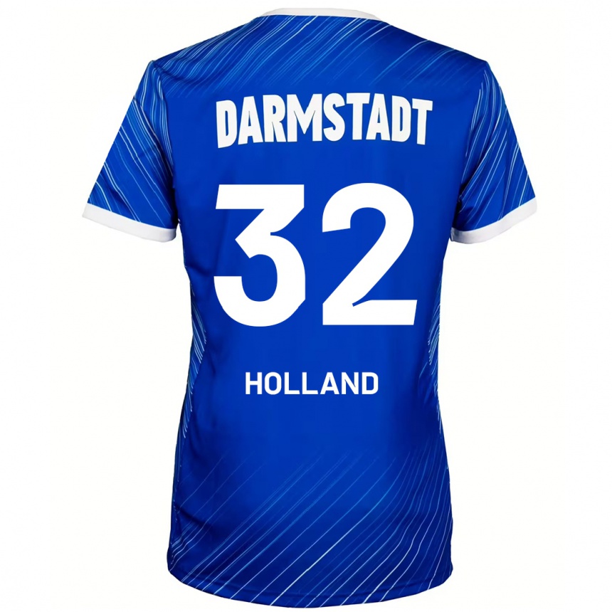 Niño Fútbol Camiseta Fabian Holland #32 Azul Blanco 1ª Equipación 2024/25 Perú