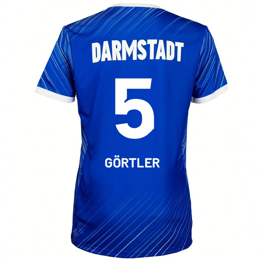 Niño Fútbol Camiseta Bastian Görtler #5 Azul Blanco 1ª Equipación 2024/25 Perú