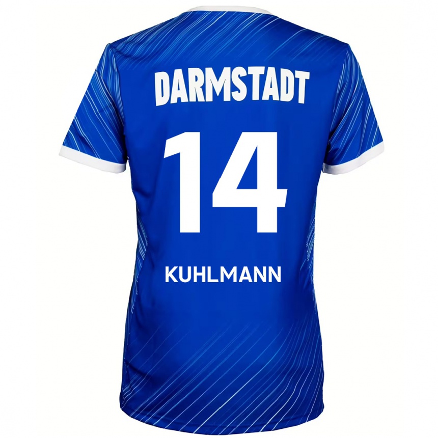 Niño Fútbol Camiseta Marcel Kuhlmann #14 Azul Blanco 1ª Equipación 2024/25 Perú