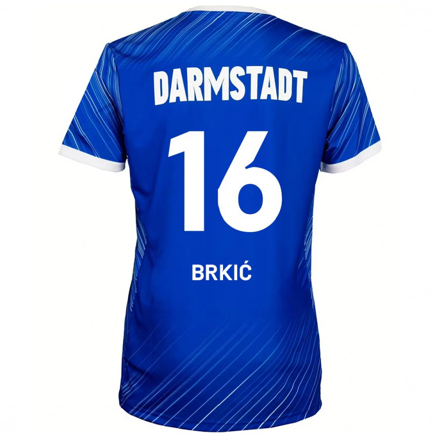 Niño Fútbol Camiseta Amar Brkić #16 Azul Blanco 1ª Equipación 2024/25 Perú