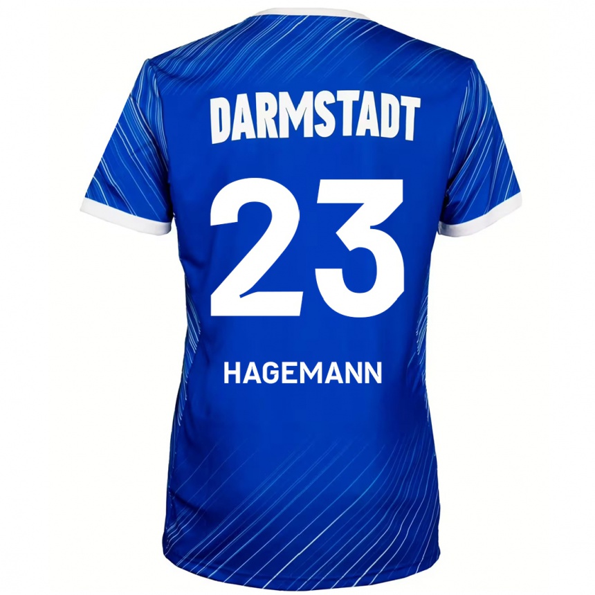 Niño Fútbol Camiseta Emil Hagemann #23 Azul Blanco 1ª Equipación 2024/25 Perú