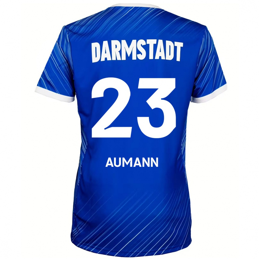 Niño Fútbol Camiseta Emil Aumann #23 Azul Blanco 1ª Equipación 2024/25 Perú