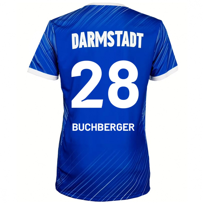 Niño Fútbol Camiseta Jonas Buchberger #28 Azul Blanco 1ª Equipación 2024/25 Perú