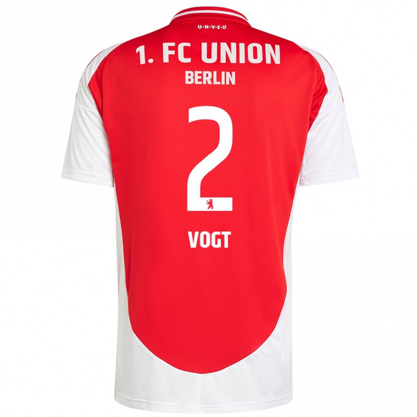 Niño Fútbol Camiseta Kevin Vogt #2 Rojo Blanco 1ª Equipación 2024/25 Perú