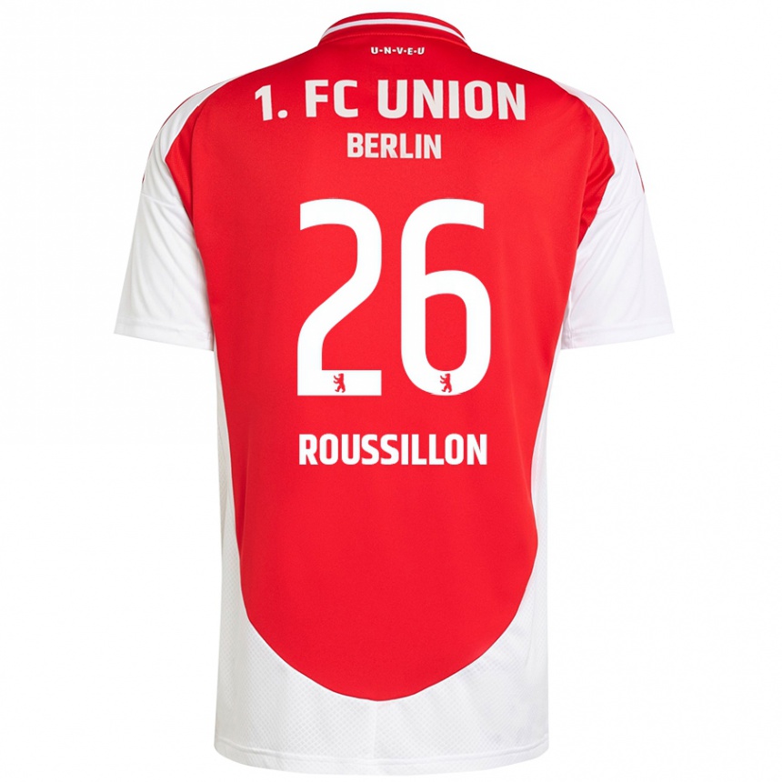 Niño Fútbol Camiseta Jérôme Roussillon #26 Rojo Blanco 1ª Equipación 2024/25 Perú