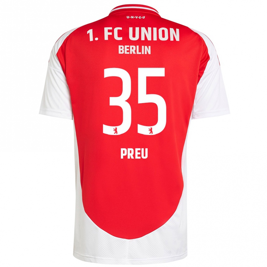 Niño Fútbol Camiseta David Preu #35 Rojo Blanco 1ª Equipación 2024/25 Perú