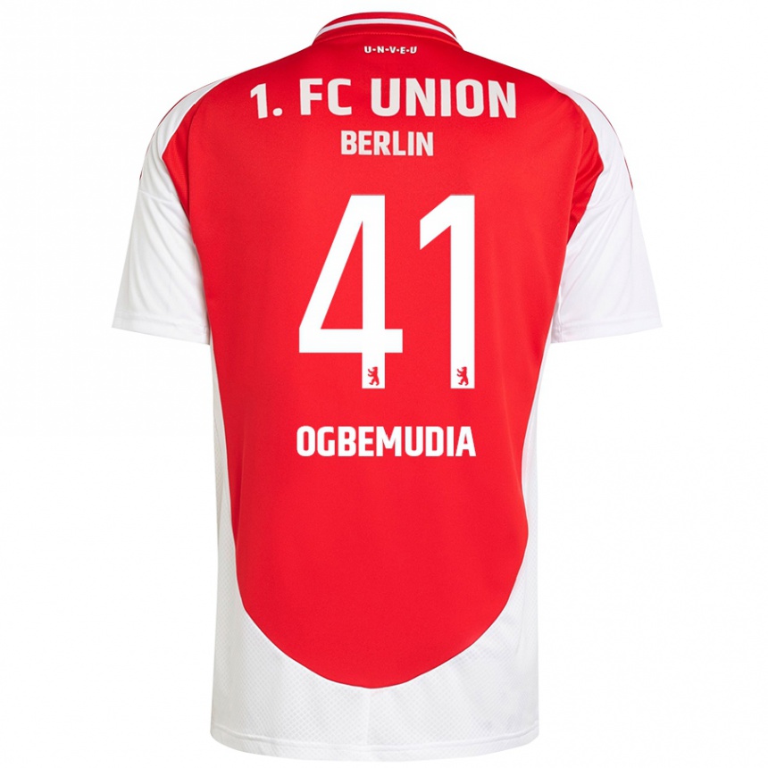 Niño Fútbol Camiseta Oluwaseun Ogbemudia #41 Rojo Blanco 1ª Equipación 2024/25 Perú